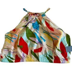 Eloquii Plus Size Colorful Crop Top - NWT - Elastic Waist - High Neck - Size 24